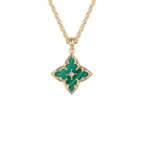 Emerald Clover Pendant Necklace | Gold