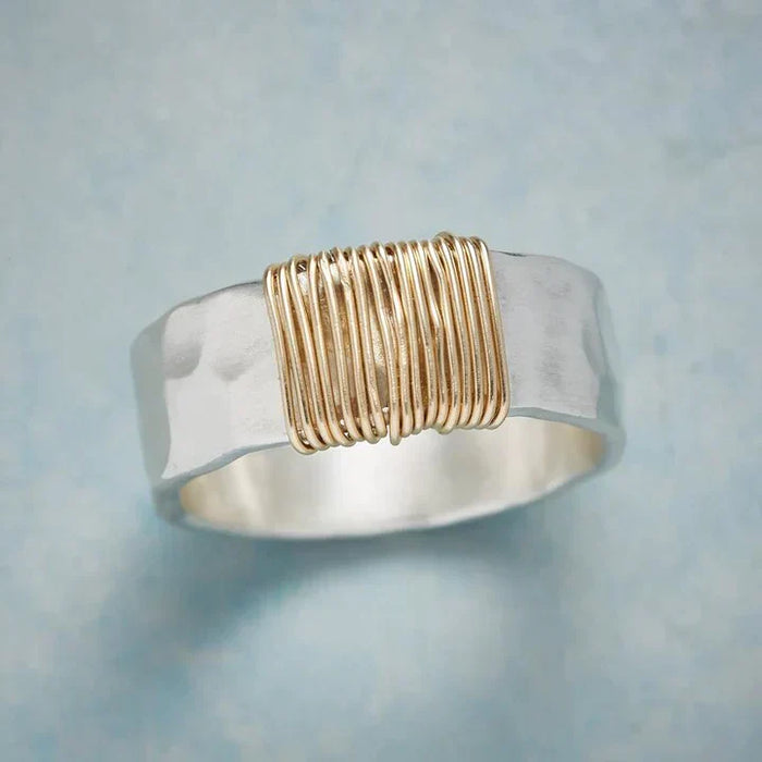 Vintage Golden Threads Silver Ring