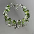 Vintage Silver Butterfly & Green Bead Bracelet