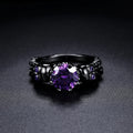 Vintage Black Round Purple Gemstone & Intricate Design Ring