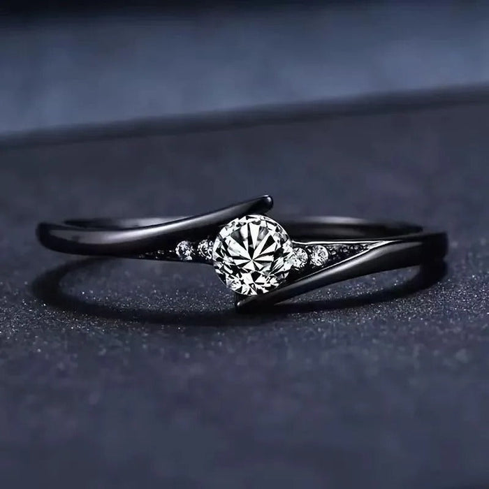 Vintage Black Gold Crystal Ring