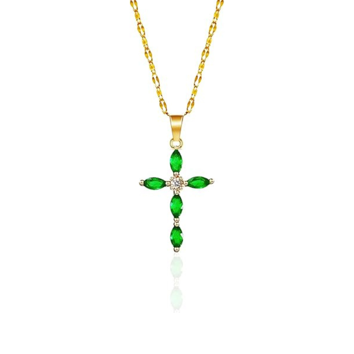 Emerald Cross Necklace